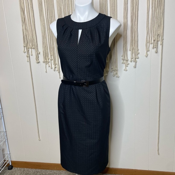 Antonio Melani Keyhole Neckline Sleeveless Black Diamond Scale Print Knee Length - Picture 9 of 12